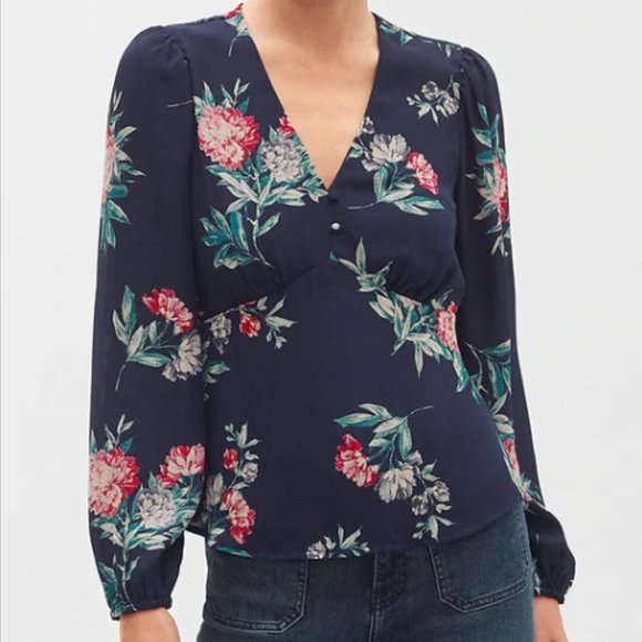 Banana Republic Tops - BANANA REPUBLIC Floral Print Empire Waist Blouse S